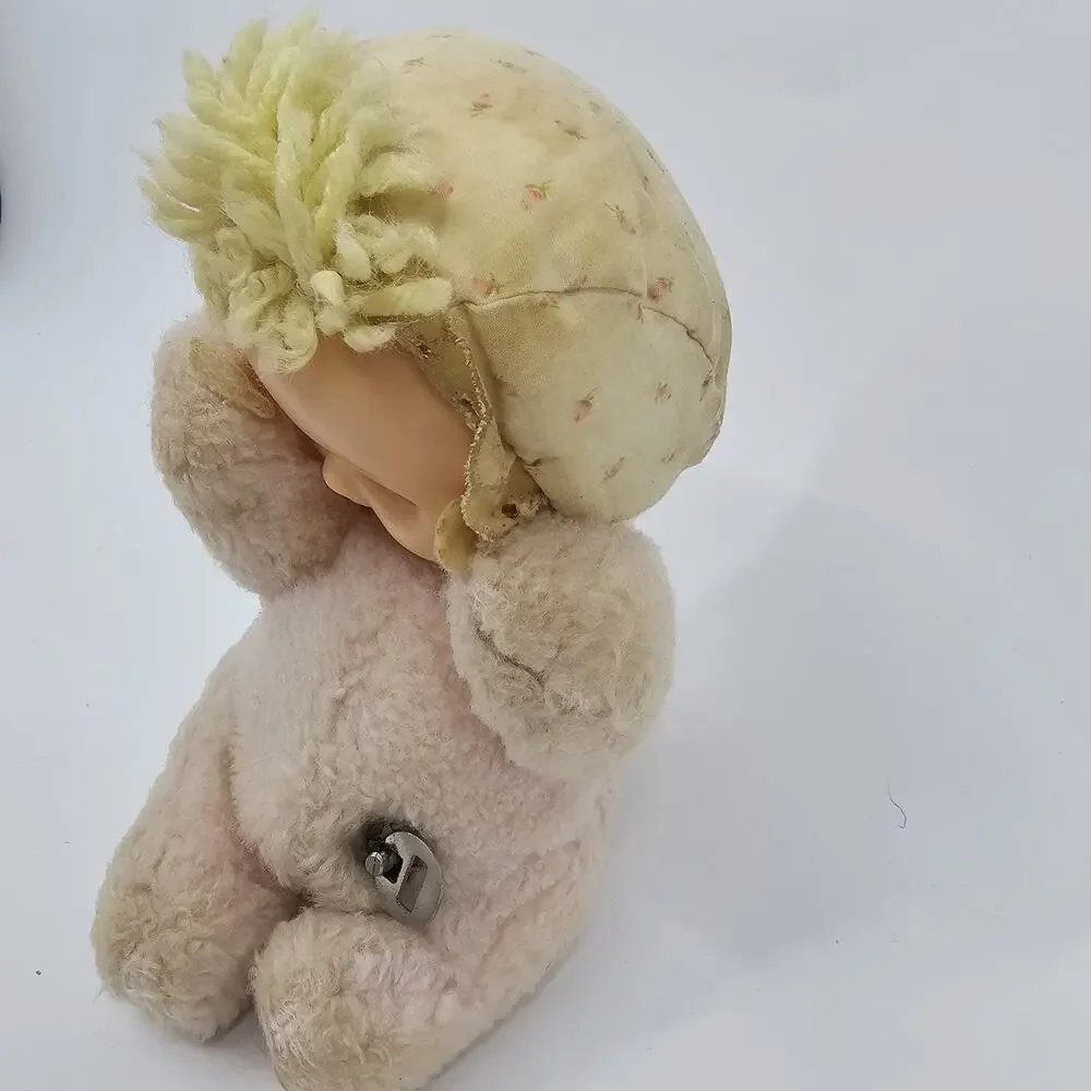 Vintage 1979 Eden Waggie Musical Pink Baby Doll Plush Toy Wind Up Music WORKING